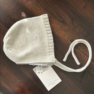 Jamie Kay Gray/Beige Knit Baby Bonnet